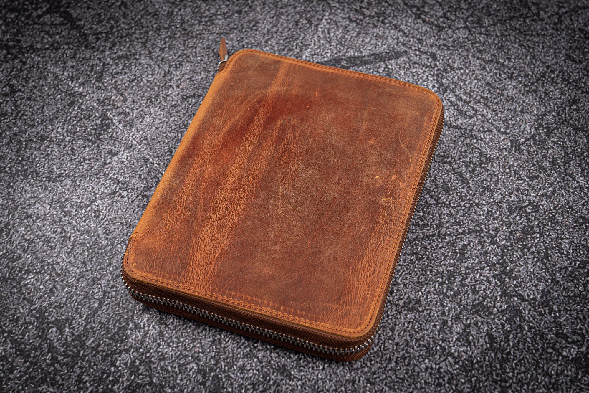 Leather Zippered 20 Slots Pen Case - Crazy Horse Brown - Galen Leather
