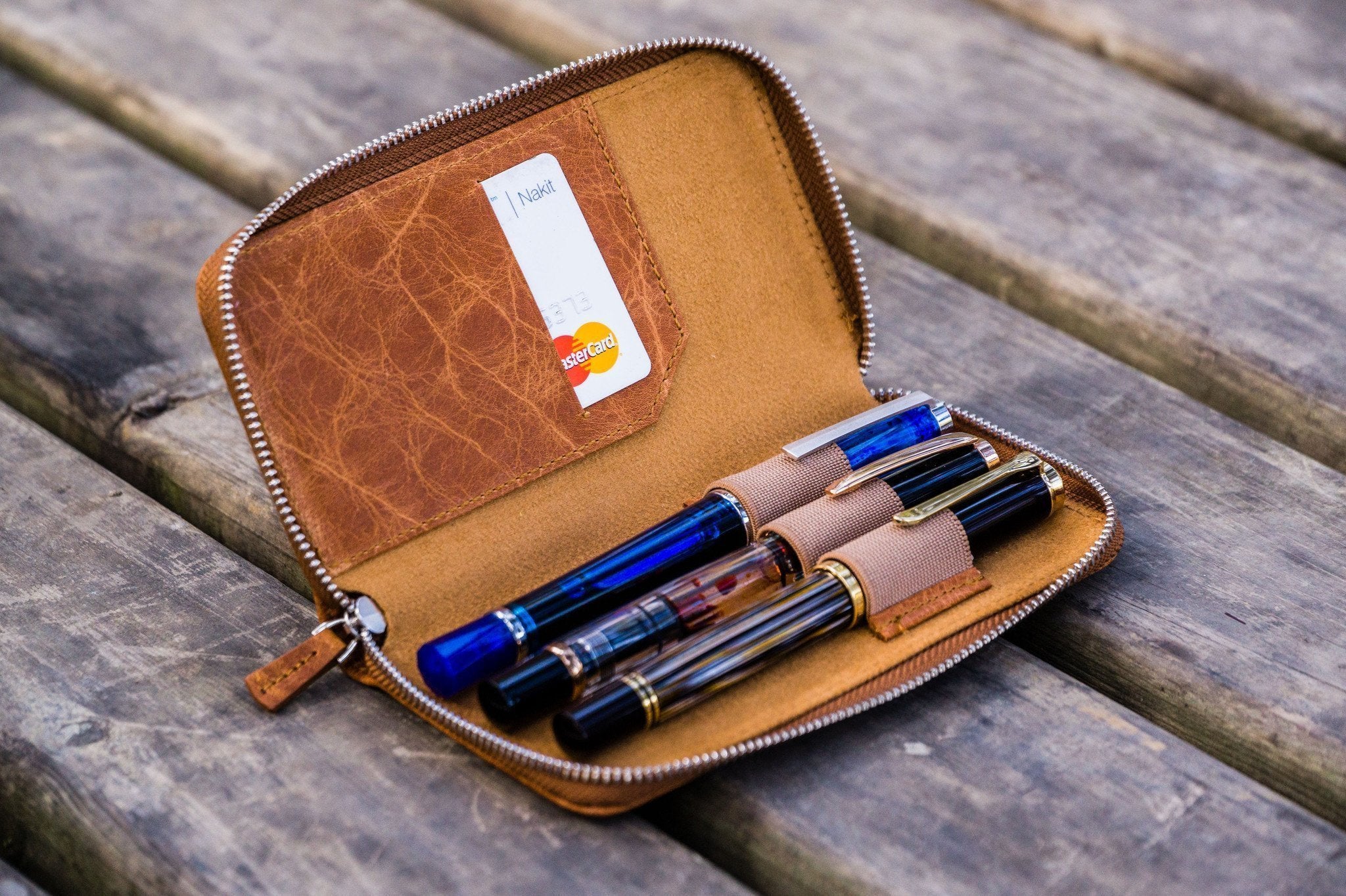 Galen Leather Co. Flap Pen Case for 2 Pens - Brown