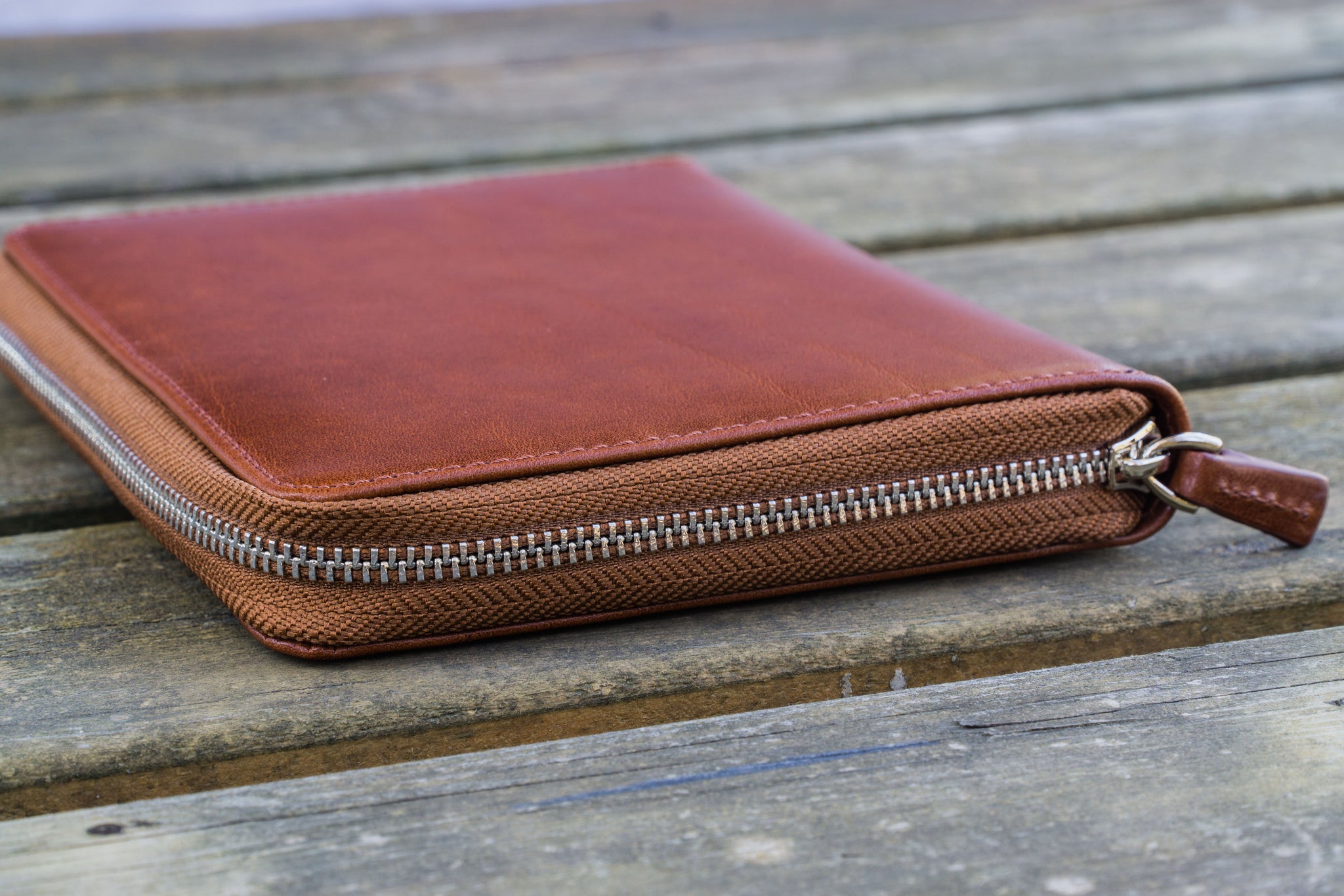 XLarge Zippered Leather Pencil Case - Brown - Galen Leather