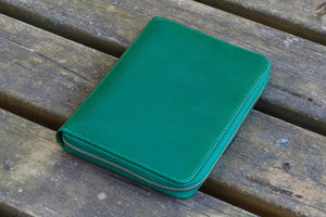 Leather Zippered 5 Slots Pen Case - Green-Galen Leather