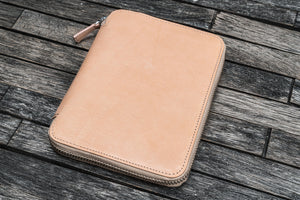 Handmade Undyed Leather Zippered B6 / B6 Slim Planner & Notebook Folio - Galen Leather