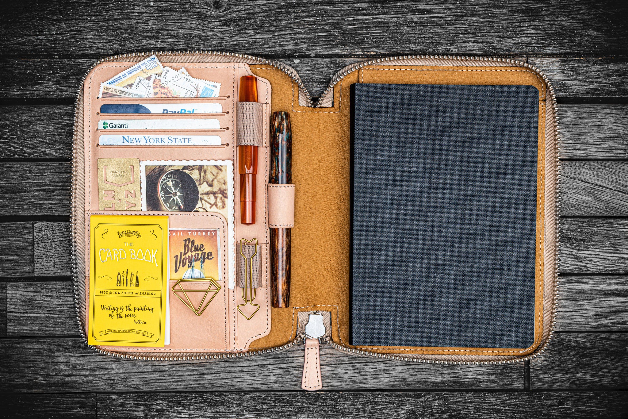 Handmade Undyed Leather Zippered B6 Slim Planner & Notebook Folio ...