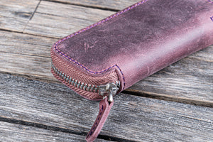 Leather Zippered Double Pen Case for Kaweco - Pocket Pen - Purple-Galen Leather