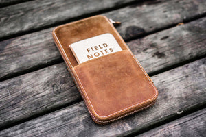 Leather Zippered Hobonichi Weeks Cover - Crazy Horse Brown-Galen Leather