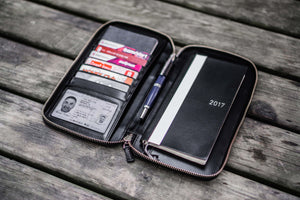Leather Zippered Hobonichi Weeks Mega Cover - Black-Galen Leather