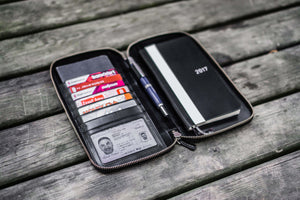 Leather Zippered Hobonichi Weeks Mega Cover - Black-Galen Leather