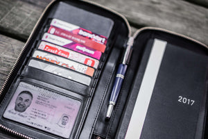 Leather Zippered Hobonichi Weeks Mega Cover - Black-Galen Leather