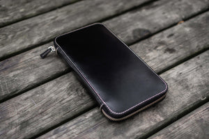 Leather Zippered Hobonichi Weeks Mega Cover - Black-Galen Leather