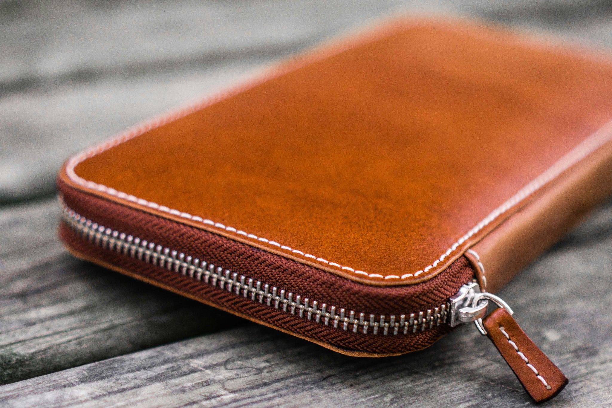 Dark Brown Leather Zippered Mega Mini Wallet - Galen Leather