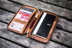 Leather Zippered Hobonichi Weeks Mega Cover - Crazy Horse Brown-Galen Leather