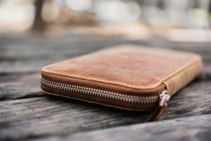 Leather Zippered Hobonichi Weeks Mega Cover - Crazy Horse Brown-Galen Leather