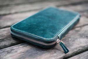 Leather Zippered Hobonichi Weeks Mega Cover - Crazy Horse Forest Green-Galen Leather