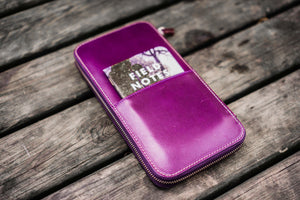 Leather Zippered Hobonichi Weeks Mega Cover - Purple-Galen Leather