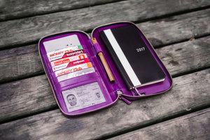Leather Zippered Hobonichi Weeks Mega Cover - Purple-Galen Leather
