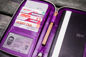 Leather Zippered Hobonichi Weeks Mega Cover - Purple-Galen Leather