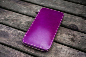 Leather Zippered Hobonichi Weeks Mega Cover - Purple-Galen Leather