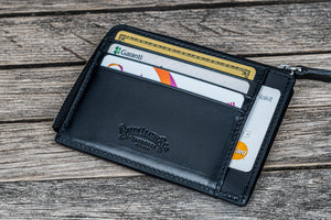 Black Leather Zip Around Wallet for Men & Women - Galen Leather