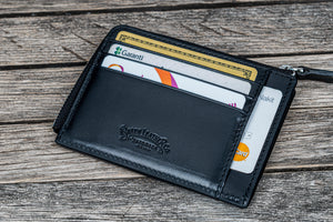 Leather Zippered Mega Mini Wallet - Black-Galen Leather