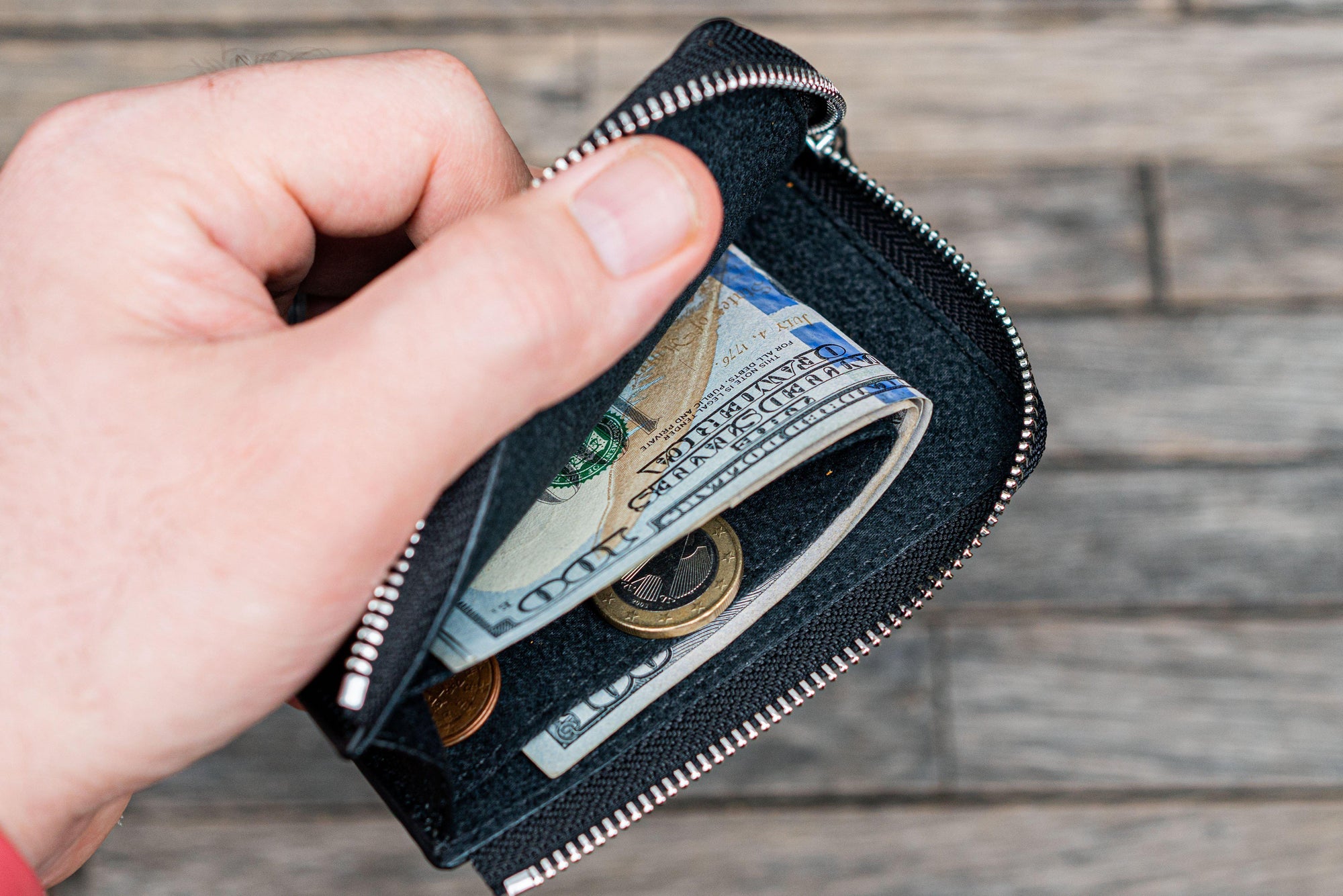 Black Leather Zip Around Wallet for Men & Women - Galen Leather