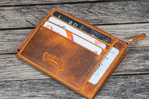 Leather Zippered Mega Mini Wallet - Crazy Horse Brown-Galen Leather