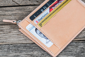 Leather Zippered Mega Mini Wallet - Undyed Leather-Galen Leather