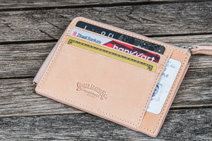Leather Zippered Mega Mini Wallet - Undyed Leather-Galen Leather