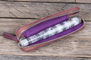 Leather Zippered Single Pen Case for Kaweco - Pocket Pen - Purple-Galen Leather