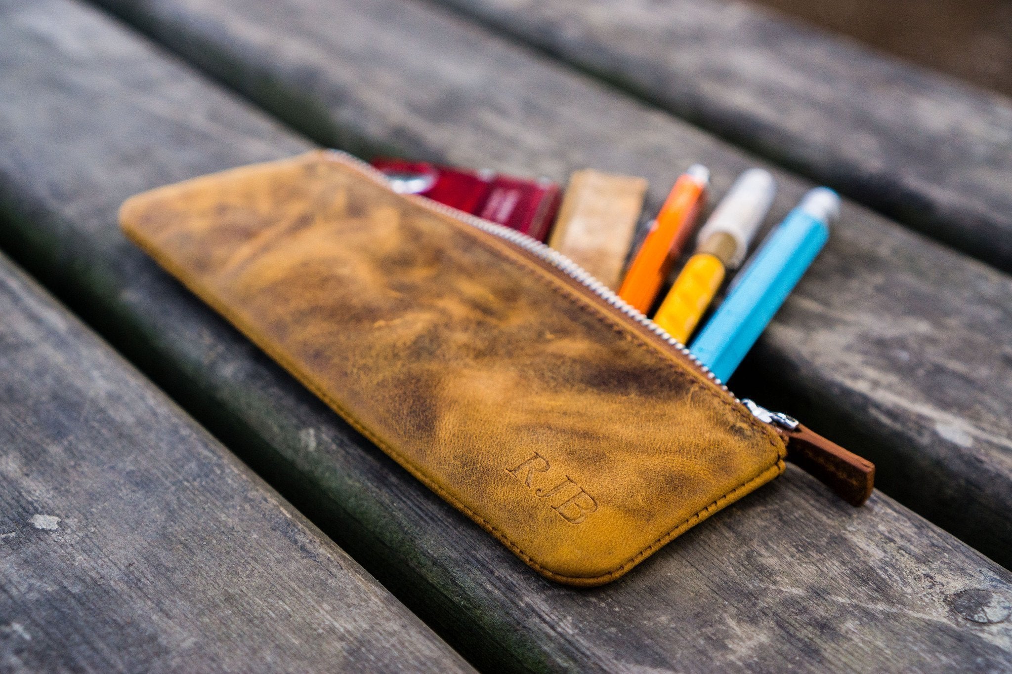 Genuine Leather Small Zipper Pencil Case Crazy Horse, Handmade, E Cig Bag,  Vape Case, Pen Pouch, Pen Holder, Quality Gifts Flux Crafts 