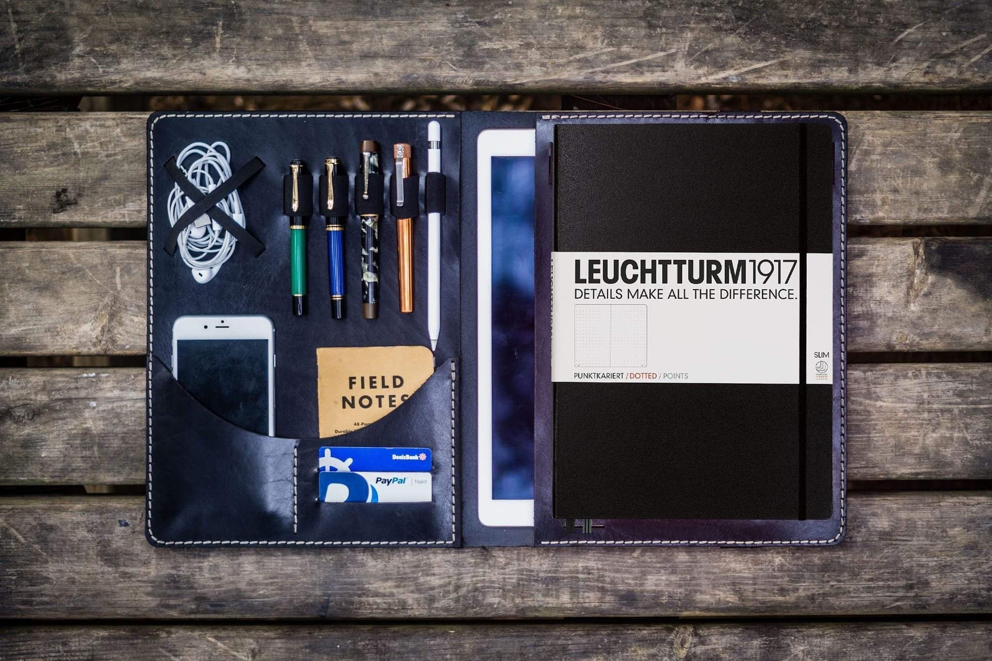 Leuchtturm1917 A4 - A4+ Leather Cover Portfolio - Black-Galen Leather