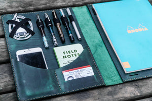 Leuchtturm1917 A4 - A4+ Leather Cover Portfolio - Crazy Horse Forest Green-Galen Leather