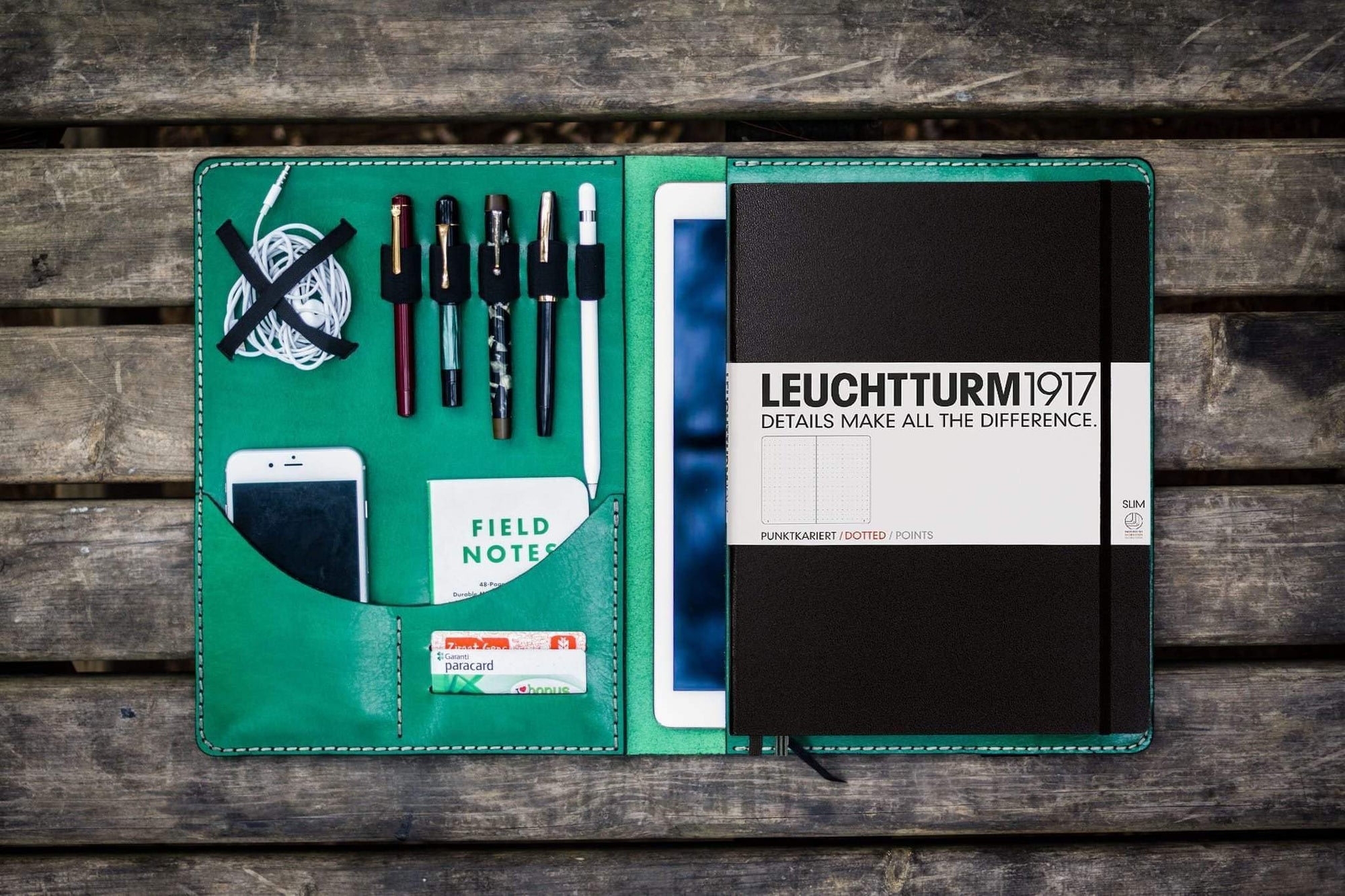 Leuchtturm1917 A4 - A4+ Leather Cover Portfolio - Green-Galen Leather