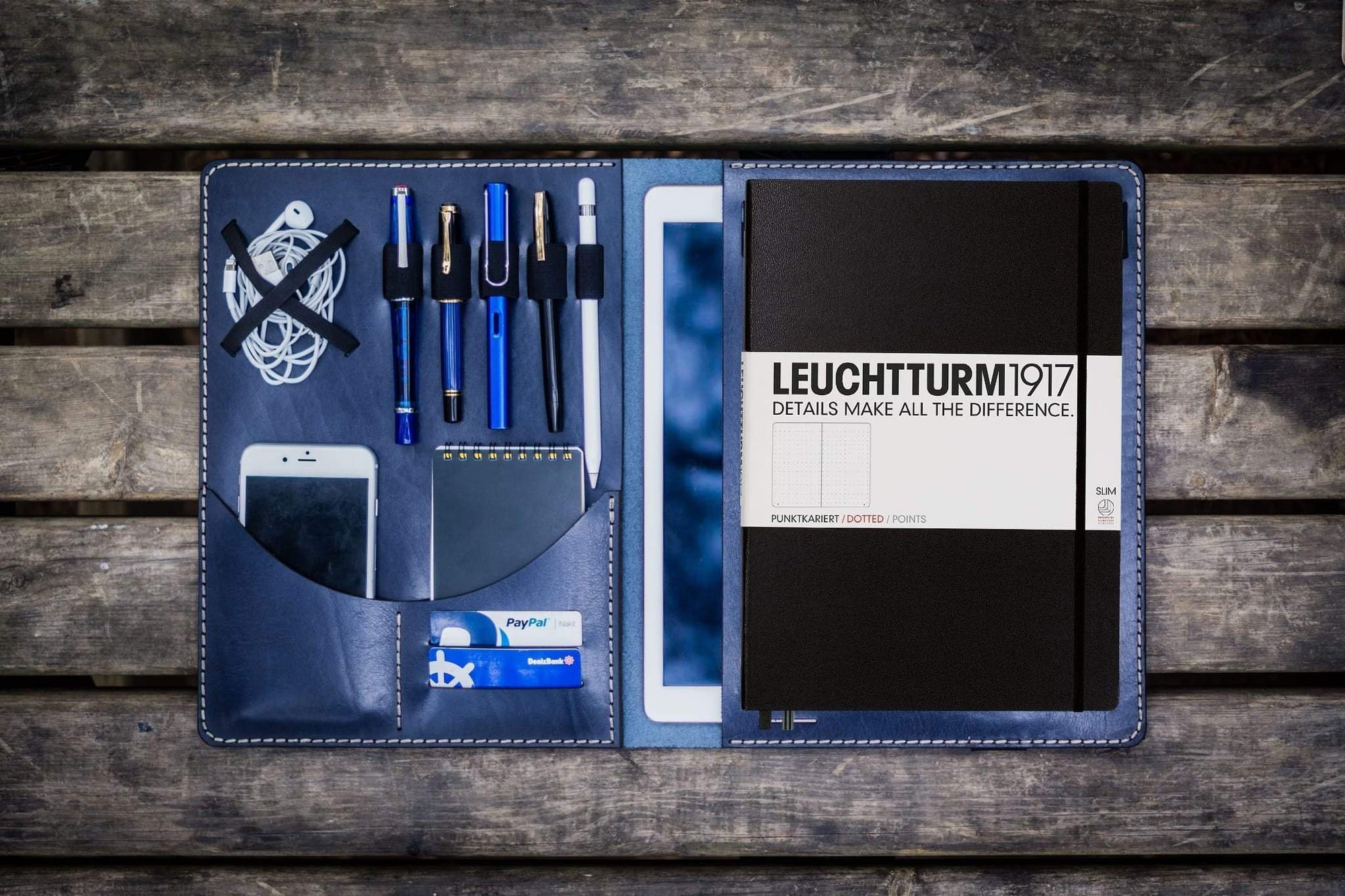 Leuchtturm1917 A4 - A4+ Leather Cover Portfolio - Navy Blue-Galen Leather