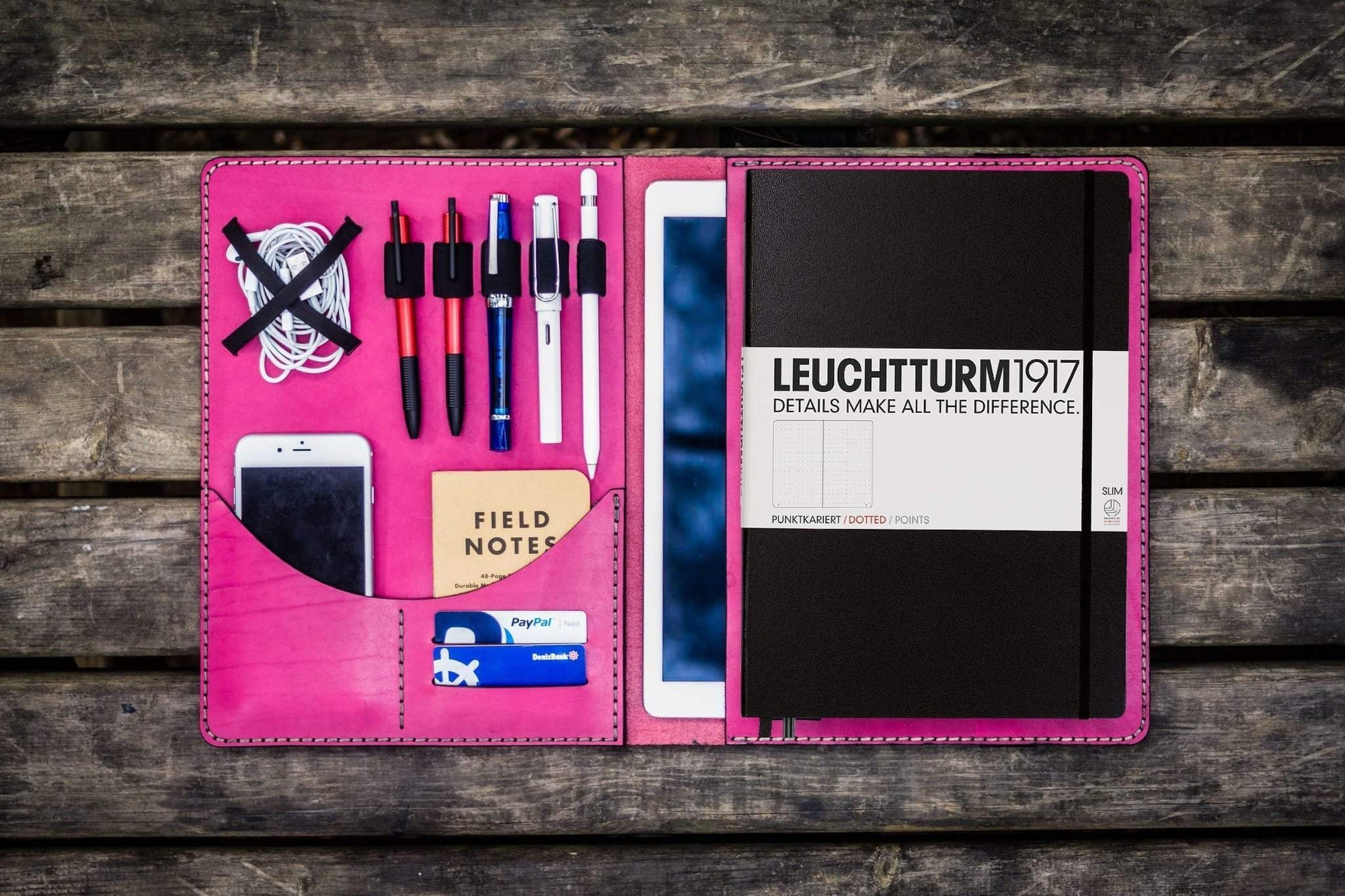 Leuchtturm1917 A4 - A4+ Leather Cover Portfolio - Pink-Galen Leather