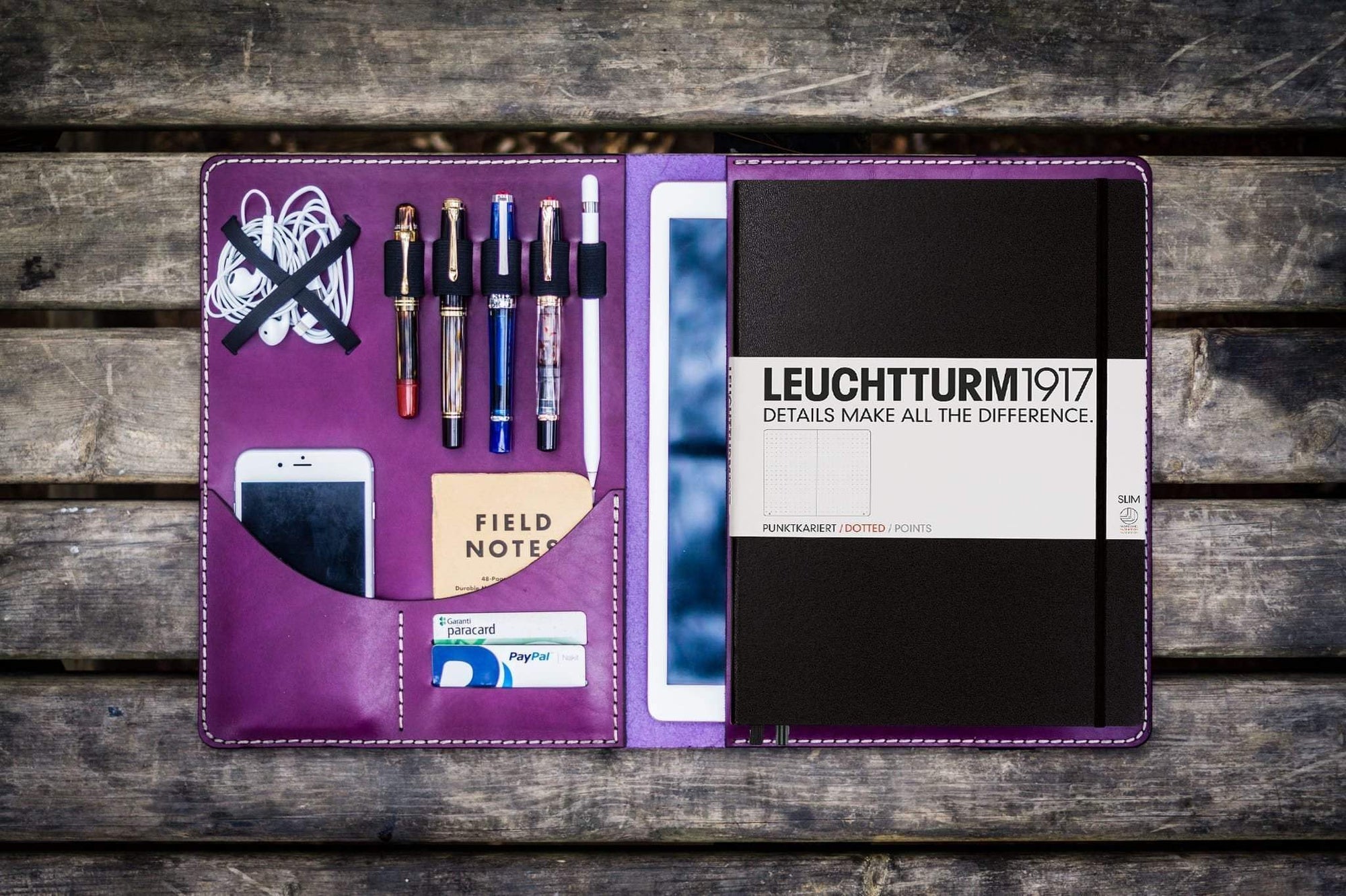 Leuchtturm1917 A4 - A4+ Leather Cover Portfolio - Purple-Galen Leather