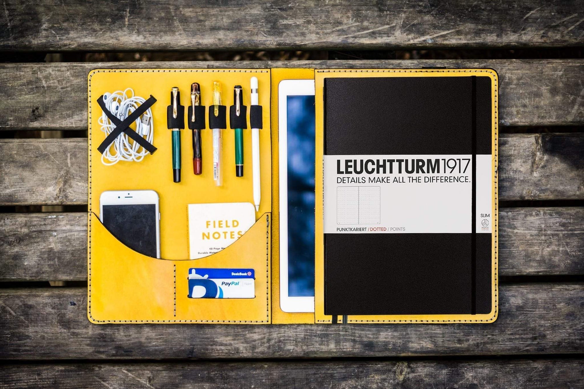 Leuchtturm1917 A4 - A4+ Leather Cover Portfolio - Yellow-Galen Leather