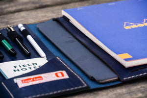 Moleskine Professional Workbook A4 Cover, Leather Compendium - Navy Blue-Galen Leather