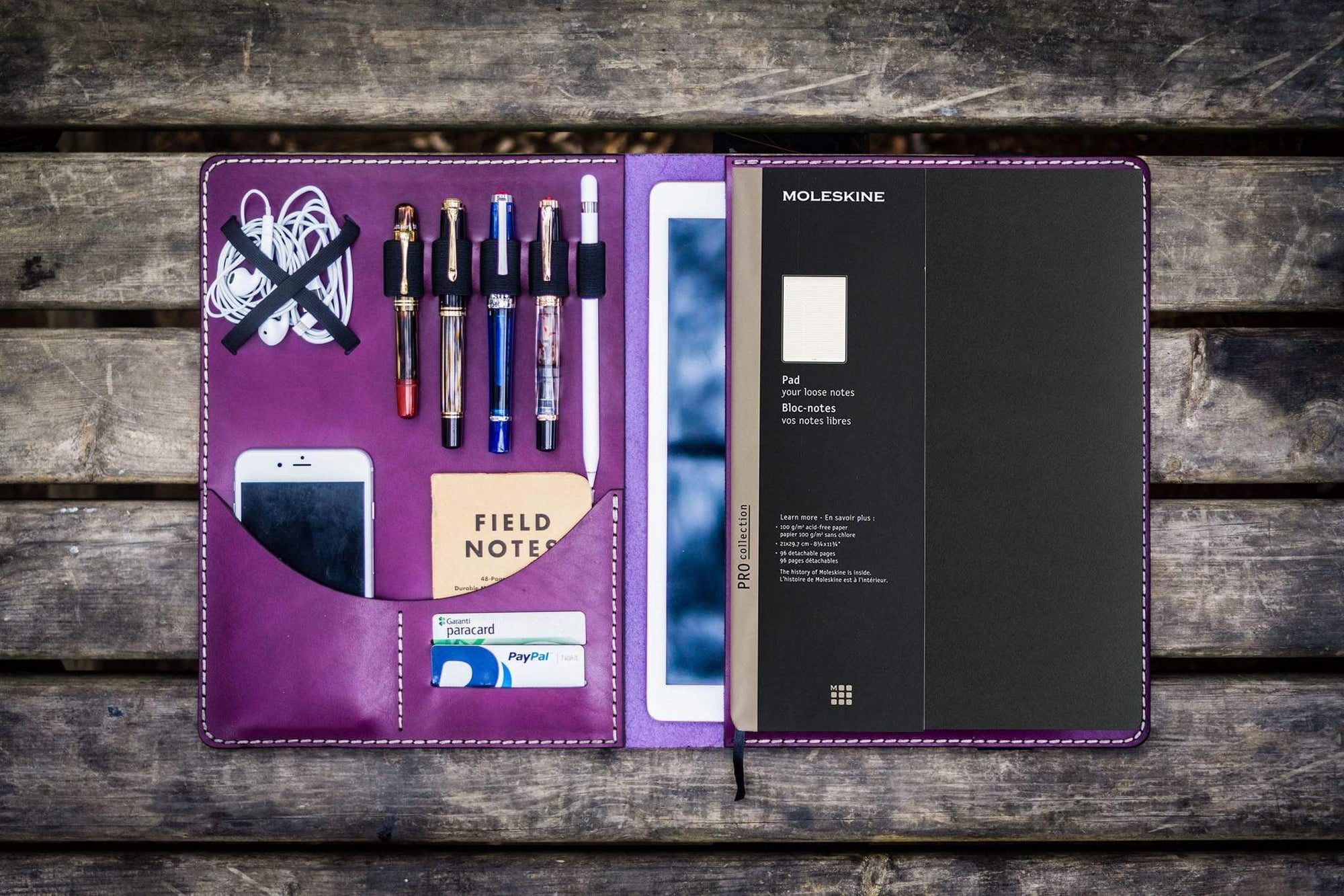 Moleskine Professional Workbook A4 Cover, Leather Compendium - Purple-Galen Leather