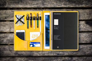 Moleskine Professional Workbook A4 Cover, Leather Compendium - Yellow-Galen Leather