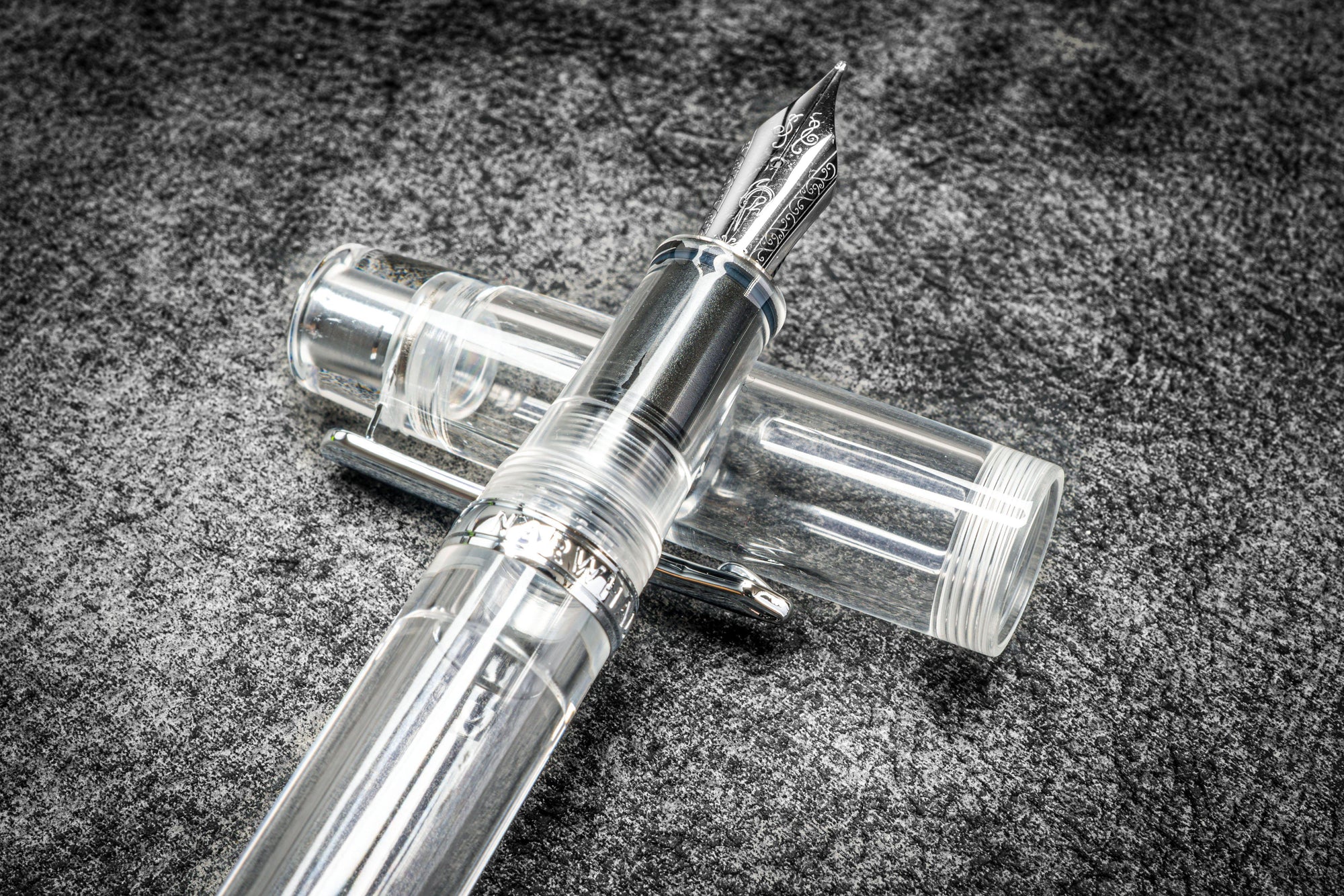 Narwhal Demonstrator Fountain Pen + Leather Pen Sleeve | Galen Leather