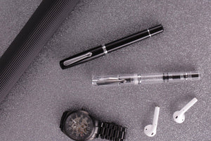 Narwhal Fountain Pen - Clear Demonstrator + Leather Pen Sleeve-Galen Leather