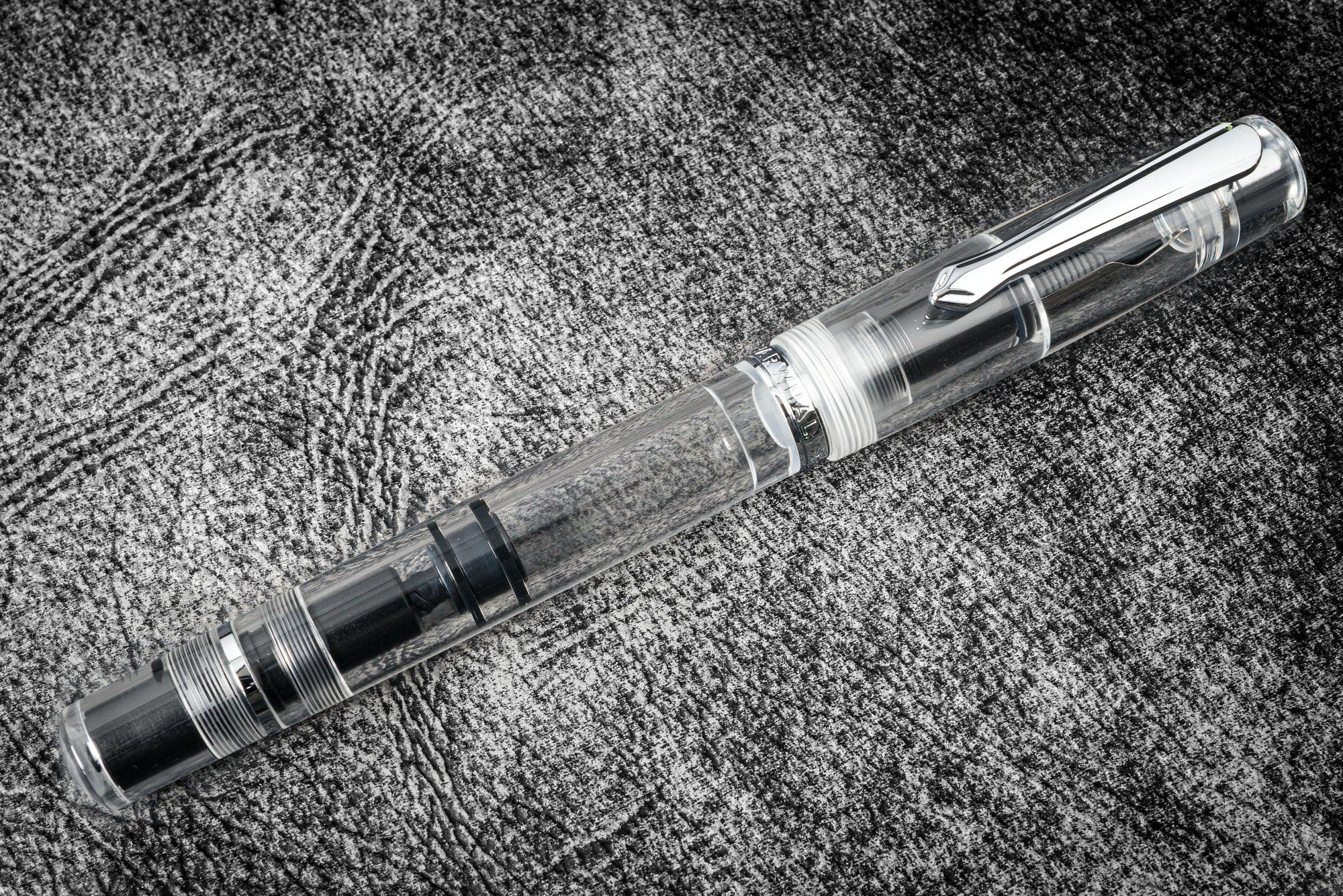 Narwhal Demonstrator Fountain Pen + Leather Pen Sleeve | Galen Leather