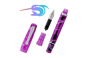 Narwhal Fountain Pen - Hippocampus Purple + Leather Pen Sleeve-Galen Leather