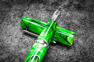 Narwhal Fountain Pen - Merman Green + Leather Pen Sleeve-Galen Leather