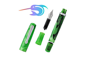 Narwhal Fountain Pen - Merman Green + Leather Pen Sleeve-Galen Leather