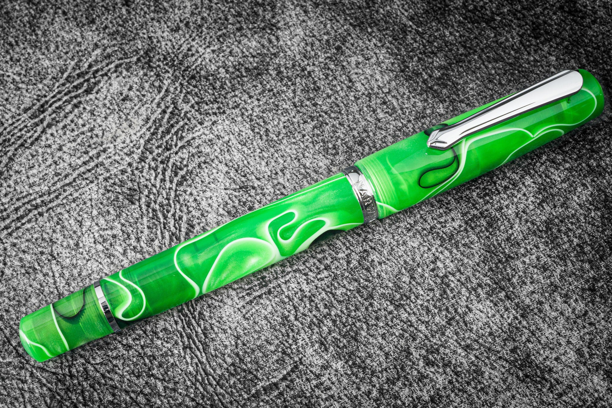 Narwhal Fountain Pen - Merman Green + Leather Pen Sleeve-Galen Leather