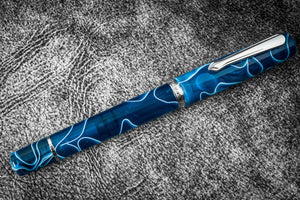 Narwhal Fountain Pen - Poseidon Blue + Leather Pen Sleeve-Galen Leather