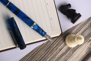 Narwhal Fountain Pen - Schuylkill Marlin Blue + Leather Pen Sleeve-Galen Leather