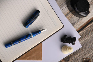 Narwhal Fountain Pen - Schuylkill Marlin Blue + Leather Pen Sleeve-Galen Leather