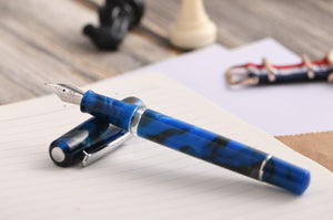 Narwhal Fountain Pen - Schuylkill Marlin Blue + Leather Pen Sleeve-Galen Leather