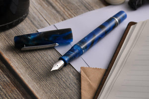 Narwhal Fountain Pen - Schuylkill Marlin Blue + Leather Pen Sleeve-Galen Leather